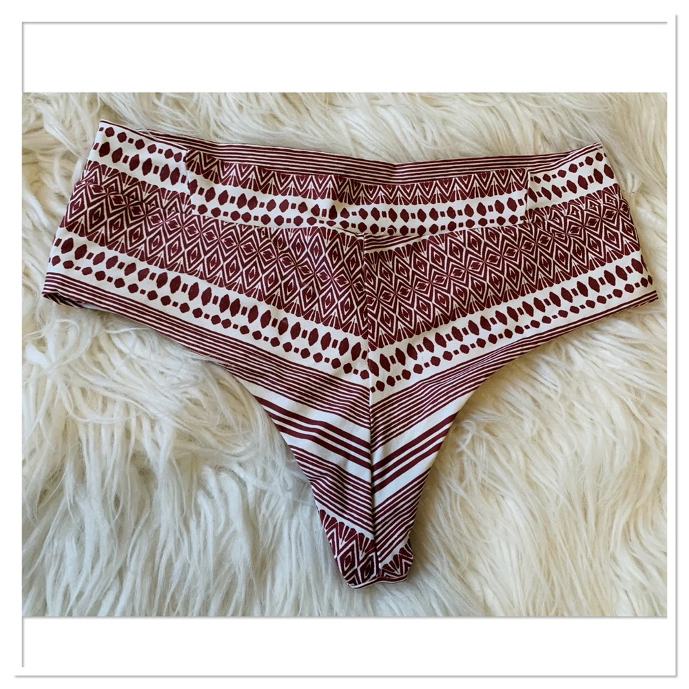 Boys + Arrows Sedona Tribal Print Bikini Bottoms Rust Red White Size Small